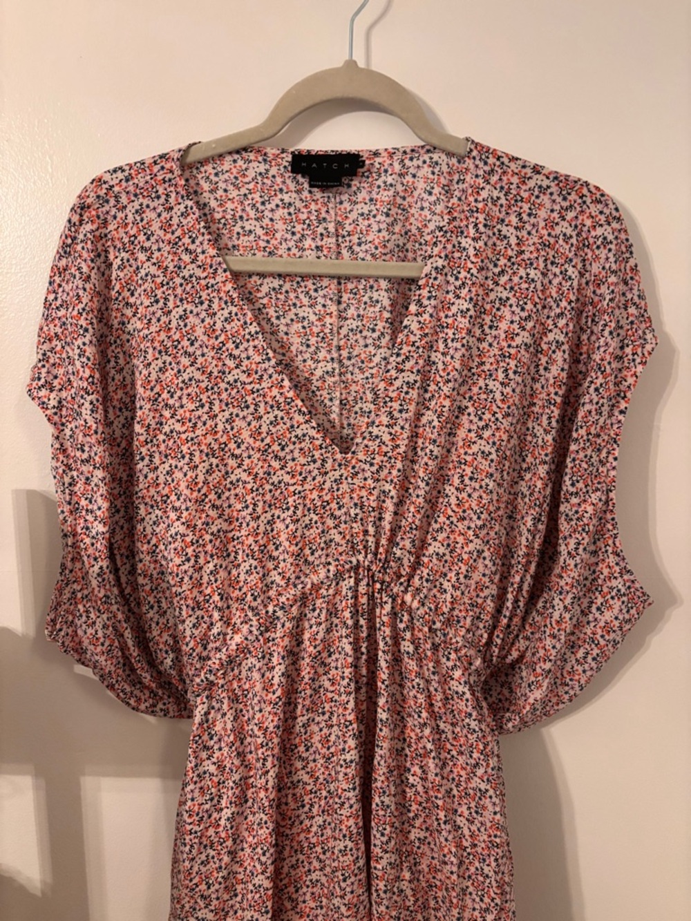 Hatch Pink Multicolor Floral V-Neck Maternity Dress M/L